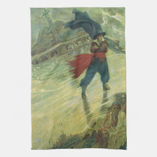 Vintage Pirate, The Flying Dutchman by Howard Pyle Kitchen Towel