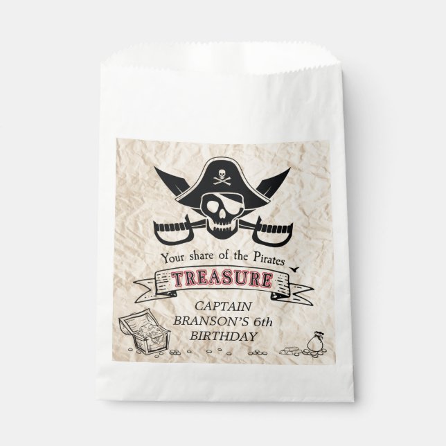 Vintage Pirate Treasure Map Thank you Favour Bag (Front)