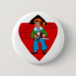 Vintage Pirate Valentine 2 Inch Round Button