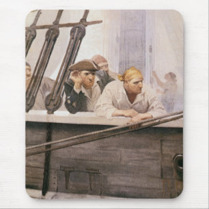 Vintage Pirates Brig Covenant in a Fog by NC Wyeth Mouse Pad