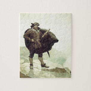 Vintage Pirates, Captain Bill Bones by NC Wyeth Jigsaw Puzzle