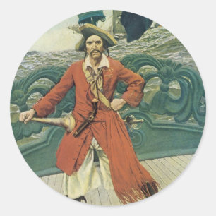 Vintage Pirates, Captain Keitt by Howard Pyle Classic Round Sticker