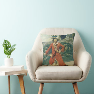 Vintage Pirates, Captain Keitt by Howard Pyle Throw Pillow