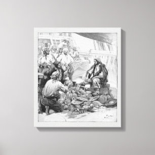 Vintage Pirates Counting their Treasures and Loot Canvas Print