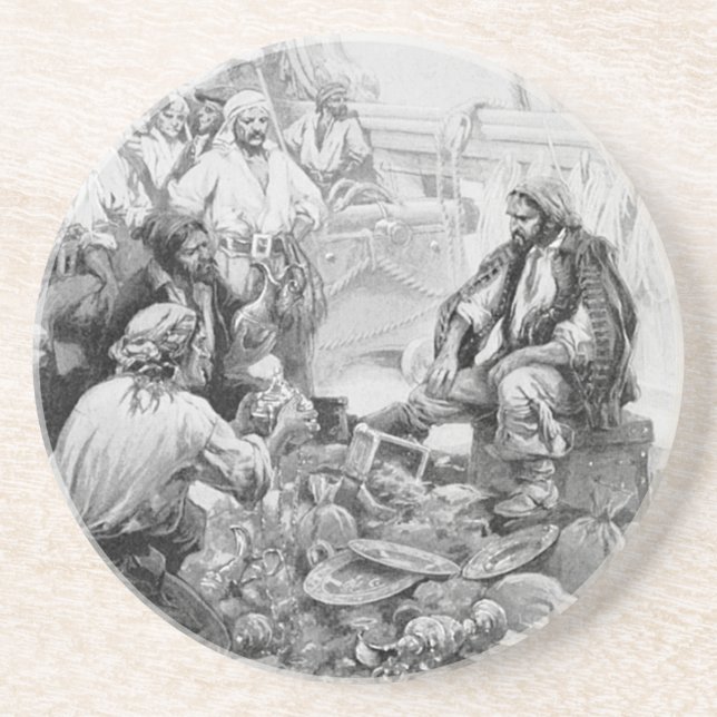Vintage Pirates Counting their Treasures and Loot Coaster (Front)