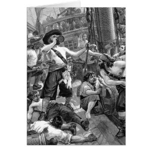 Vintage Pirates Drinking and Fighting on the Ship