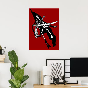 Vintage Pirates Flag, Jolly Roger Skull Crossbones Poster