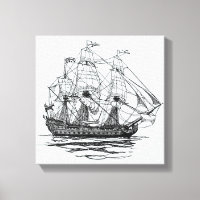 Vintage Pirates Galleon, Sketch of a 74 Gun Ship