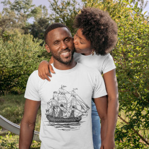 Vintage Pirates Galleon, Sketch of a 74 Gun Ship T-Shirt