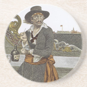 Vintage Pirates, Kidd on Deck of Adventure Galley Coaster
