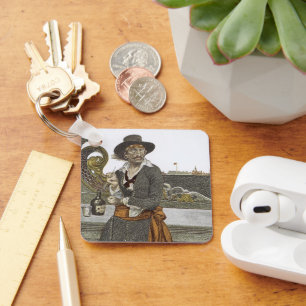 Vintage Pirates, Kidd on Deck of Adventure Galley Keychain