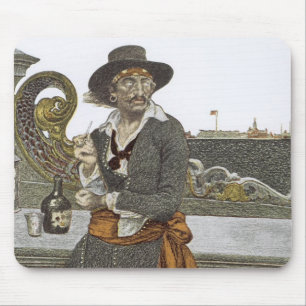 Vintage Pirates, Kidd on Deck of Adventure Galley Mouse Pad