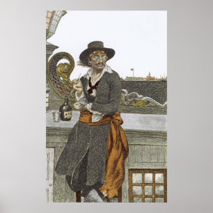 Vintage Pirates, Kidd on Deck of Adventure Galley Poster