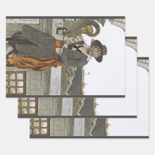 Vintage Pirates, Kidd on Deck of Adventure Galley Wrapping Paper Sheet