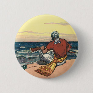 Vintage Pirates, Marooned on a Deserted Island 2 Inch Round Button