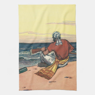 Vintage Pirates, Marooned on a Deserted Island Kitchen Towel