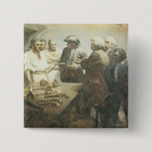 Vintage Pirates, Preparing for Mutiny by NC Wyeth 2 Inch Square Button