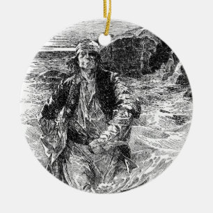 Vintage Pirates, Sir Henry Morgan in the Ocean Ceramic Ornament