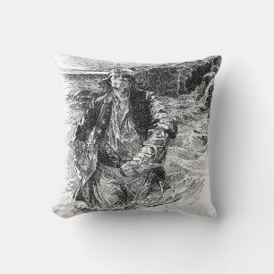 Vintage Pirates, Sir Henry Morgan in the Ocean Throw Pillow