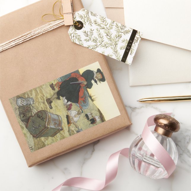 Vintage Pirates, William Kidd Burying Treasure Sticker (Gifting)