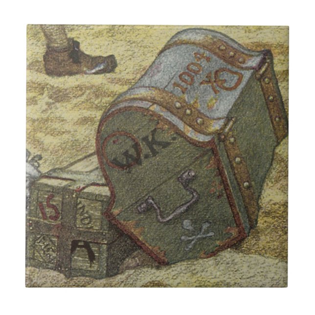 Vintage Pirates, William Kidd Burying Treasure Tile (Front)