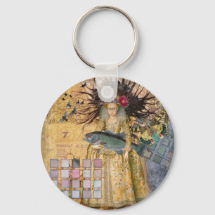 Vintage Pisces Fish Woman Gothic Classic Keychain