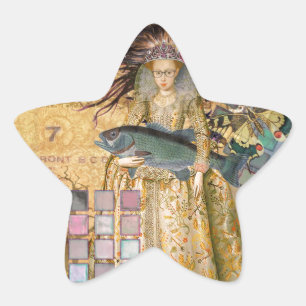 Vintage Pisces Fish Woman Gothic Classic Star Sticker