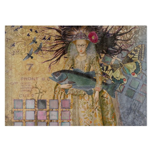 Vintage Pisces Woman Gothic Classic  Cutting Board (Front)
