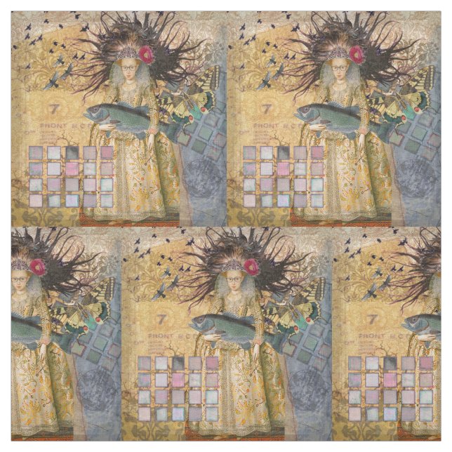 Vintage Pisces Woman Gothic Classic  Fabric (Swatch)