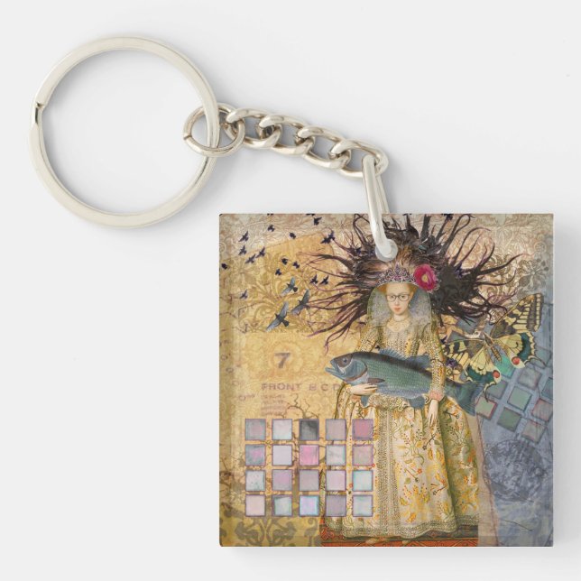 Vintage Pisces Woman Gothic Classic  Keychain (Front)