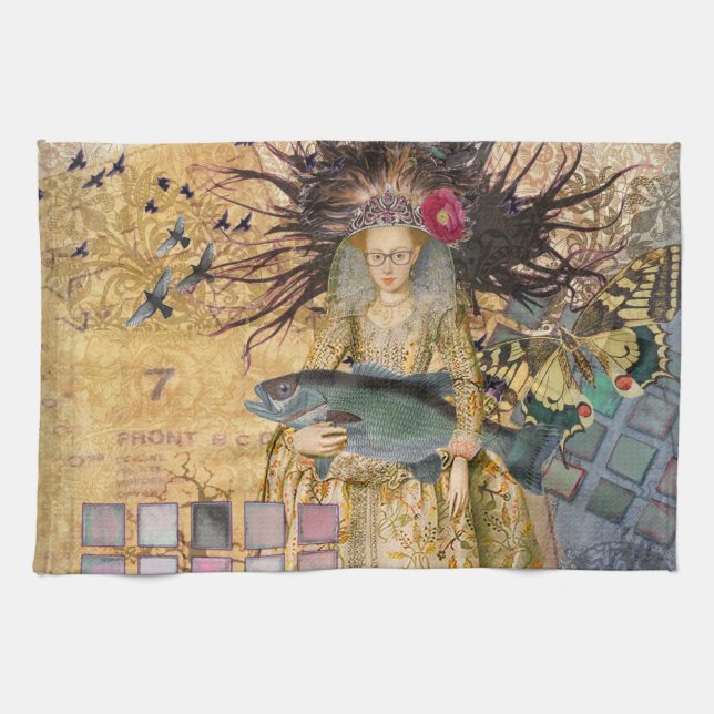 Vintage Pisces Woman Gothic Classic  Kitchen Towel (Horizontal)