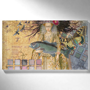 Vintage Pisces Woman Gothic Classic  Name Tag