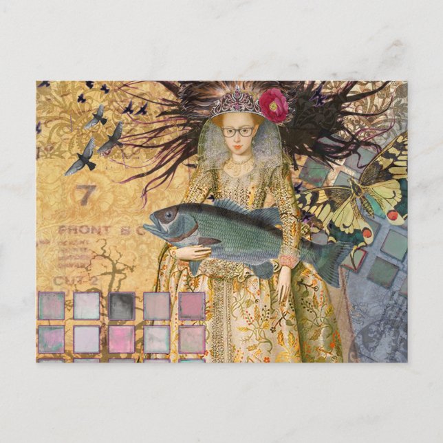 Vintage Pisces Woman Gothic Classic  Postcard (Front)