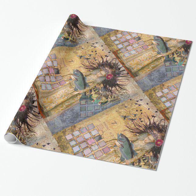 Vintage Pisces Woman Gothic Classic  Wrapping Paper (Unrolled)