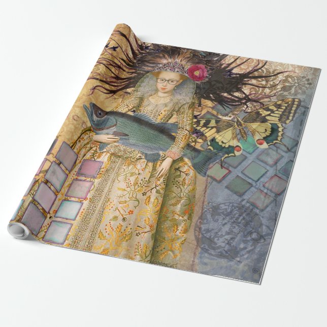 Vintage Pisces Woman Gothic Classic  Wrapping Paper (Unrolled)