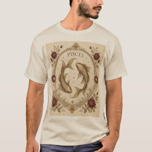 Vintage Pisces Zodiac Fish Art T-Shirt