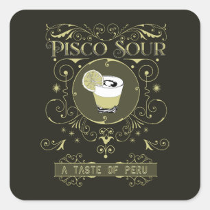 Vintage Pisco Sour Square Sticker