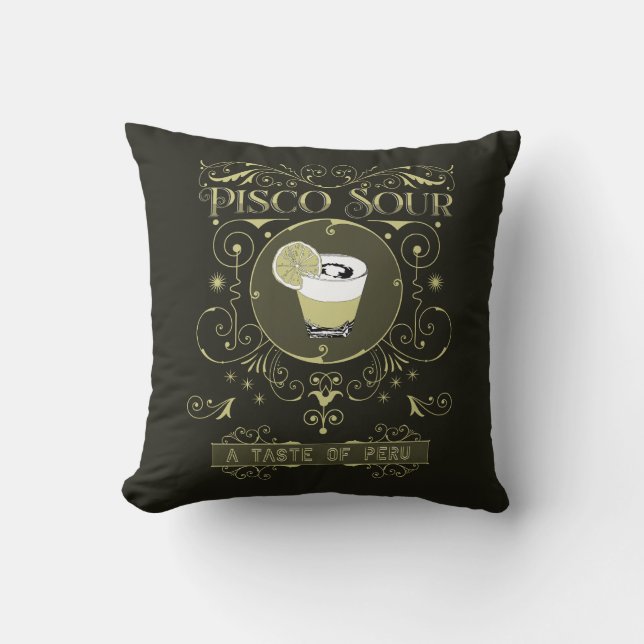Vintage Pisco Sour Throw Pillow (Front)
