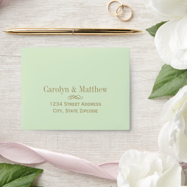Vintage Pistachio Green Antique Flourish Wedding Envelopes (Wedding)