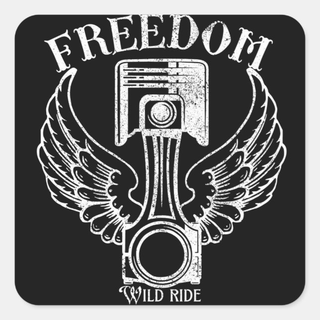 vintage piston retro wings piston square sticker (Front)