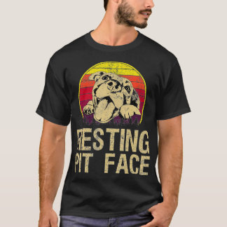 Vintage Pitbull Resting Pit Face - Funny Pitbull L T-Shirt