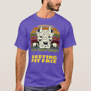 Vintage Pitbull Resting Pit Face Funny Pitbull Lo T-Shirt