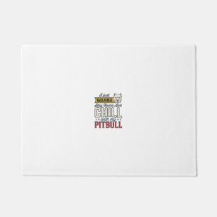 Vintage Pitbull Stay Home And Chill Dog Lover Desi Doormat