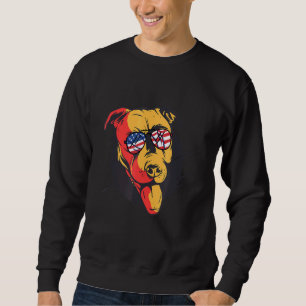 Vintage Pitbull Usa Sunglasses American Flag Dog Sweatshirt