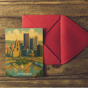 Vintage Pittsburgh Pennsylvania Skyline Postcard
