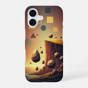 Vintage Pixel-Arcade Fantasy Cliffs iPhone 16 Case