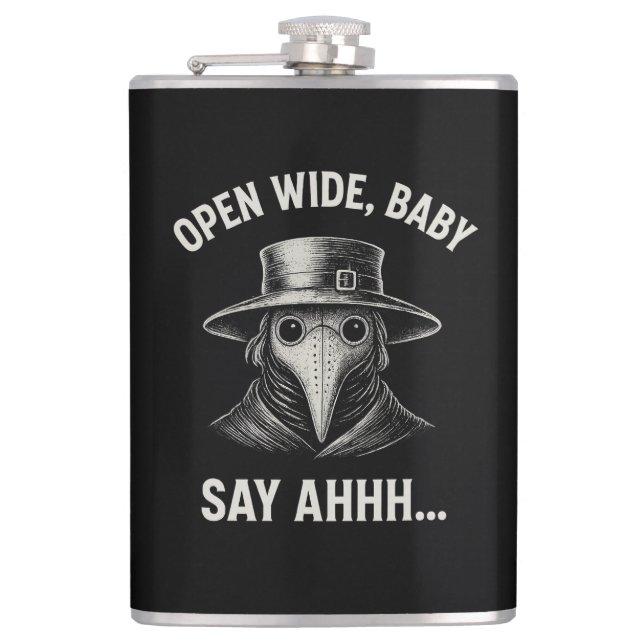  Vintage Plague Doctor Dark Humour Hip Flask (Front)