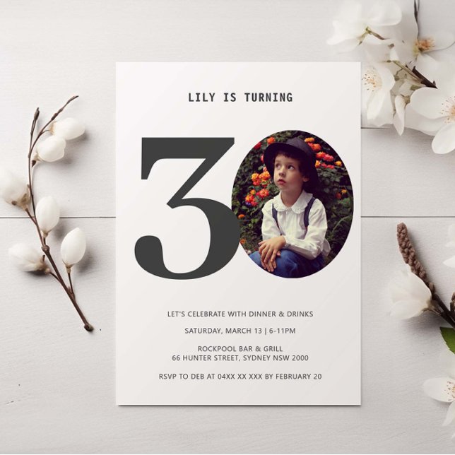 Vintage Plaid 30th Birthday Photo Invitation (Creator Uploaded)
