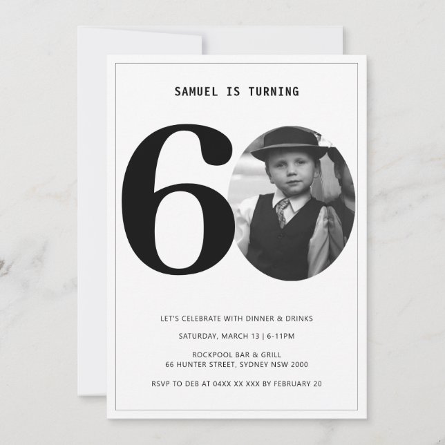 Vintage Plaid 60th Birthday Photo Invitation (Front)