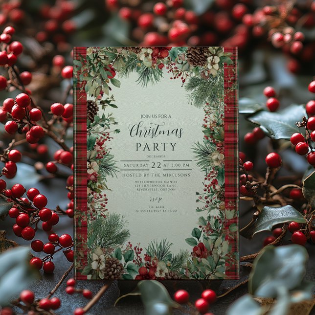 Vintage Plaid Christmas Invitation (Creator Uploaded)